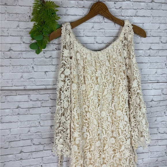 Bronte Ivory Crochet Bell Sleeve Bohemian Festival Dress - Picture 3 of 5